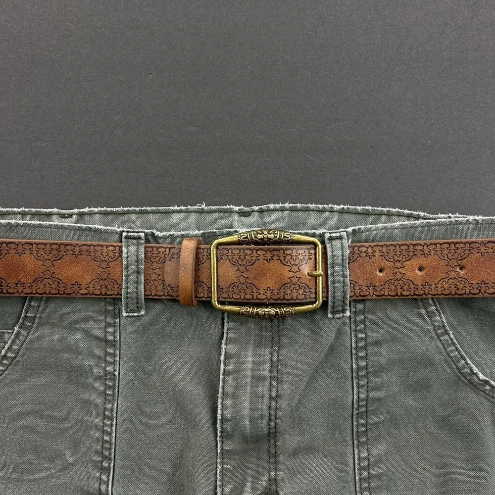 Vintage style brown american western floral rustic boho belt